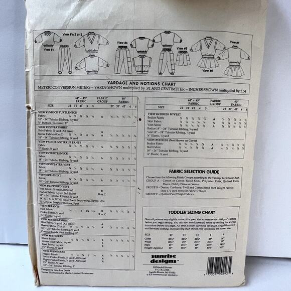 Four Square Vintage Toddler Clothes Sewing Pattern CUT - Picture 2 of 2